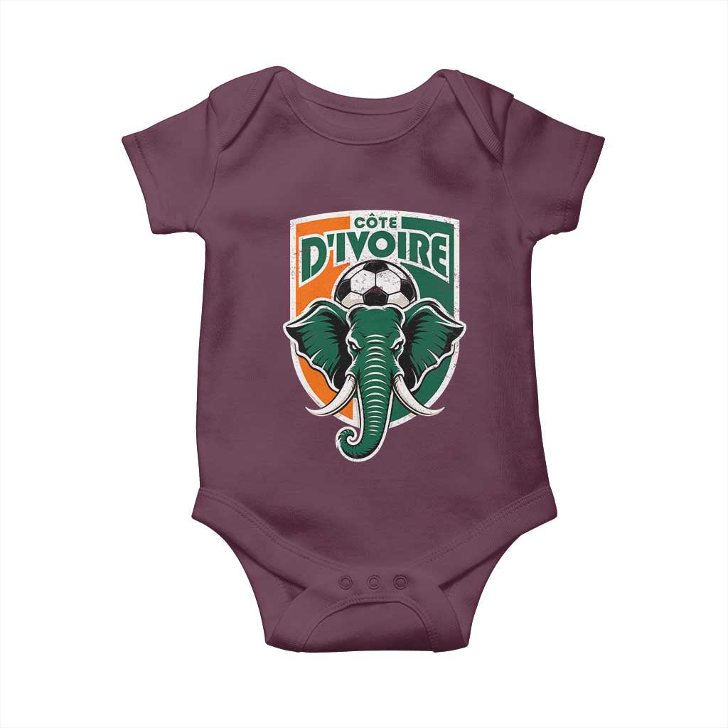 Côte D'ivoire Classic Ivory Coast Elephant Football Baby Onesie Ivorians Pride TS11 Maroon Print Your Wear