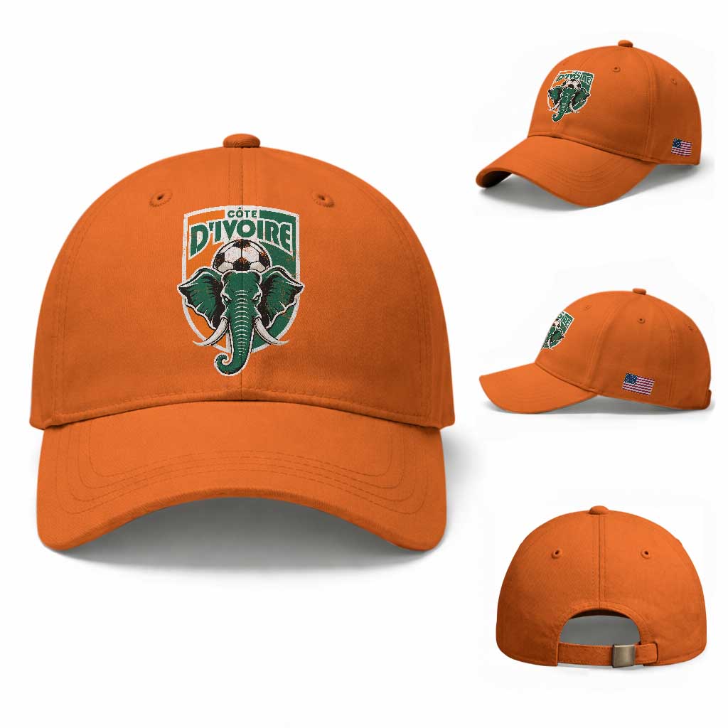Côte D'ivoire Classic Ivory Coast Elephant Football Baseball Cap Ivorians Pride TS11 Baseball Cap Universal Fit Orange Print Your Wear