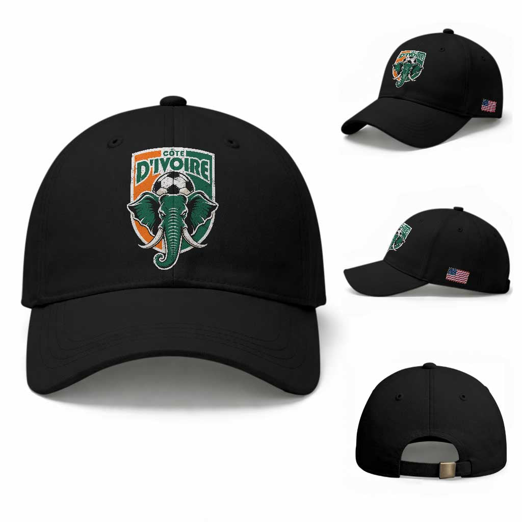 Côte D'ivoire Classic Ivory Coast Elephant Football Baseball Cap Ivorians Pride TS11 Baseball Cap Universal Fit Black Print Your Wear