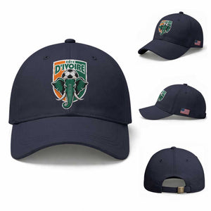 Côte D'ivoire Classic Ivory Coast Elephant Football Baseball Cap Ivorians Pride TS11 Baseball Cap Universal Fit Navy Print Your Wear
