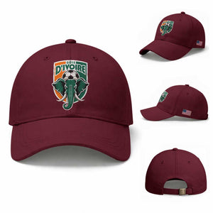 Côte D'ivoire Classic Ivory Coast Elephant Football Baseball Cap Ivorians Pride TS11 Baseball Cap Universal Fit Maroon Print Your Wear