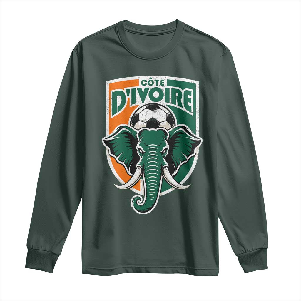 Côte D'ivoire Classic Ivory Coast Elephant Football Long Sleeve Shirt Ivorians Pride TS11 Dark Forest Green Print Your Wear