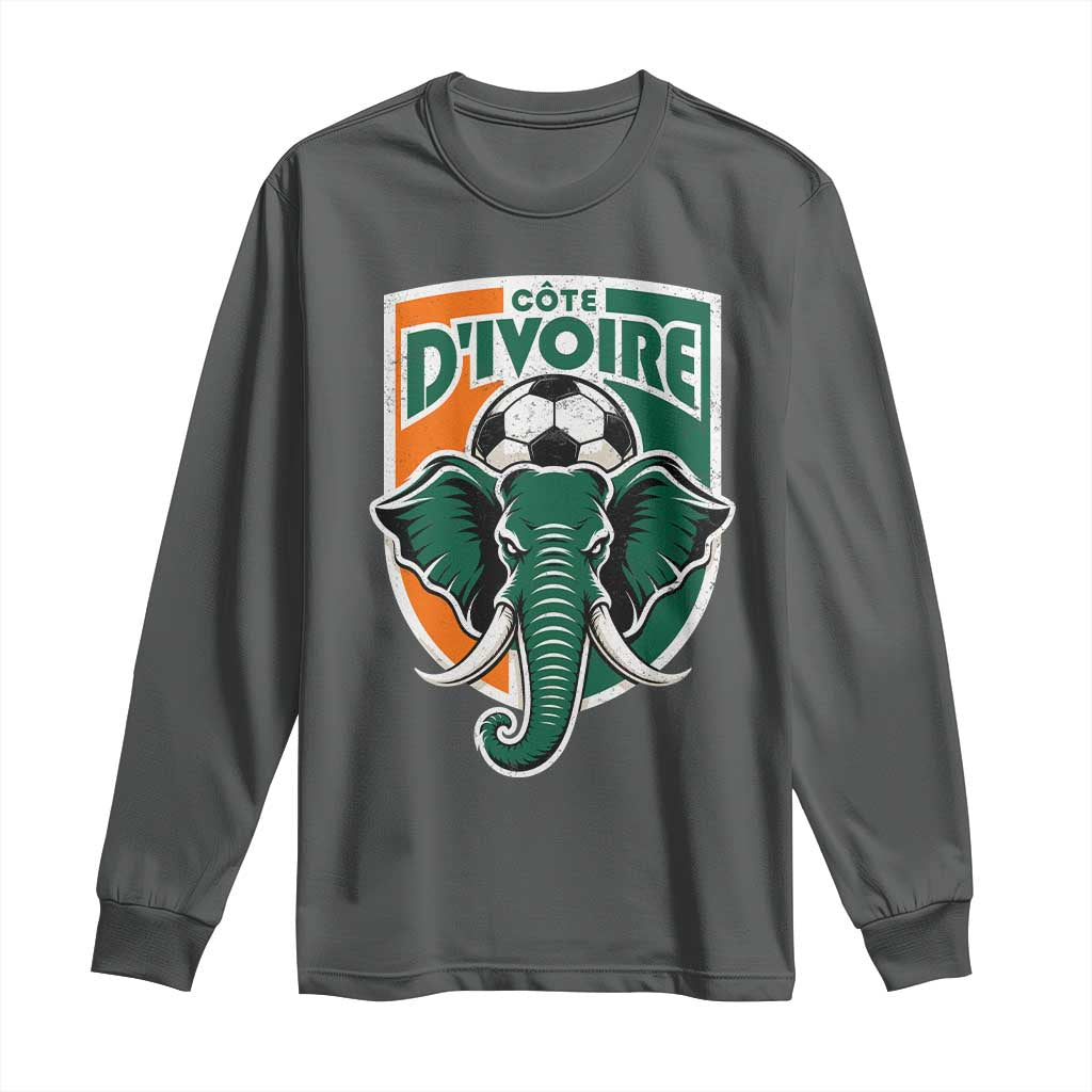 Côte D'ivoire Classic Ivory Coast Elephant Football Long Sleeve Shirt Ivorians Pride TS11 Dark Heather Print Your Wear