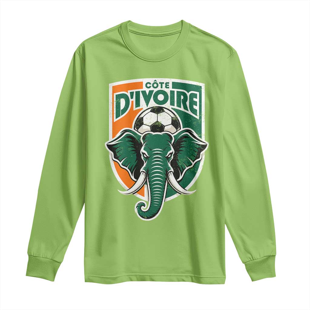 Côte D'ivoire Classic Ivory Coast Elephant Football Long Sleeve Shirt Ivorians Pride TS11 Lime Print Your Wear