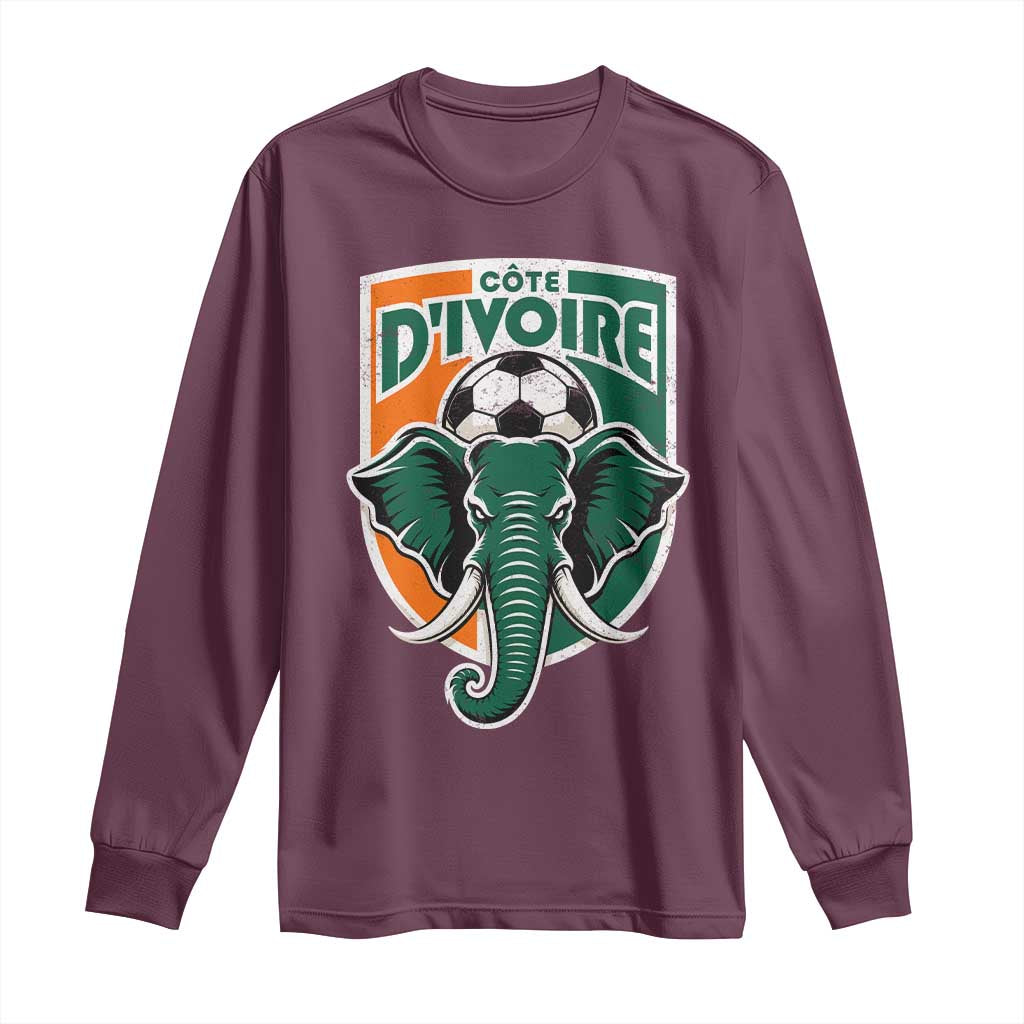 Côte D'ivoire Classic Ivory Coast Elephant Football Long Sleeve Shirt Ivorians Pride TS11 Maroon Print Your Wear