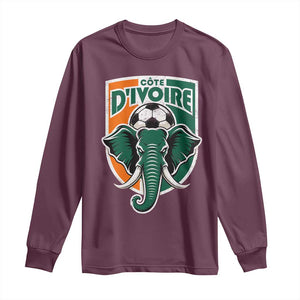 Côte D'ivoire Classic Ivory Coast Elephant Football Long Sleeve Shirt Ivorians Pride TS11 Maroon Print Your Wear