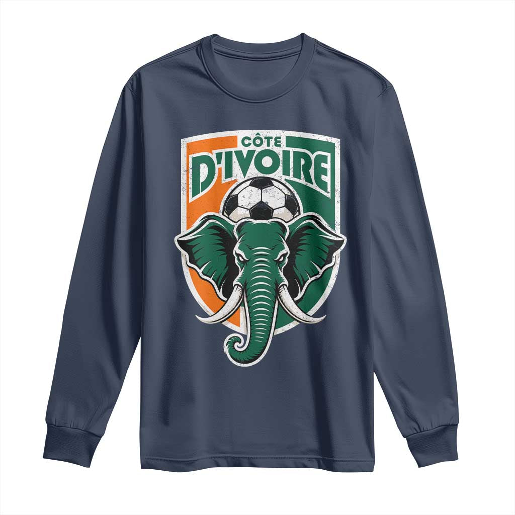 Côte D'ivoire Classic Ivory Coast Elephant Football Long Sleeve Shirt Ivorians Pride TS11 Navy Print Your Wear