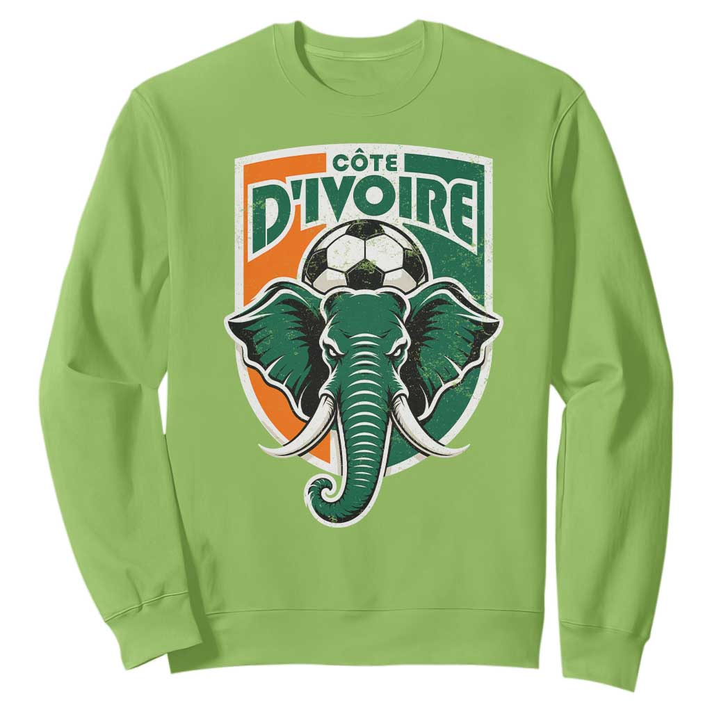 Côte D'ivoire Classic Ivory Coast Elephant Football Sweatshirt Ivorians Pride TS11 Lime Print Your Wear