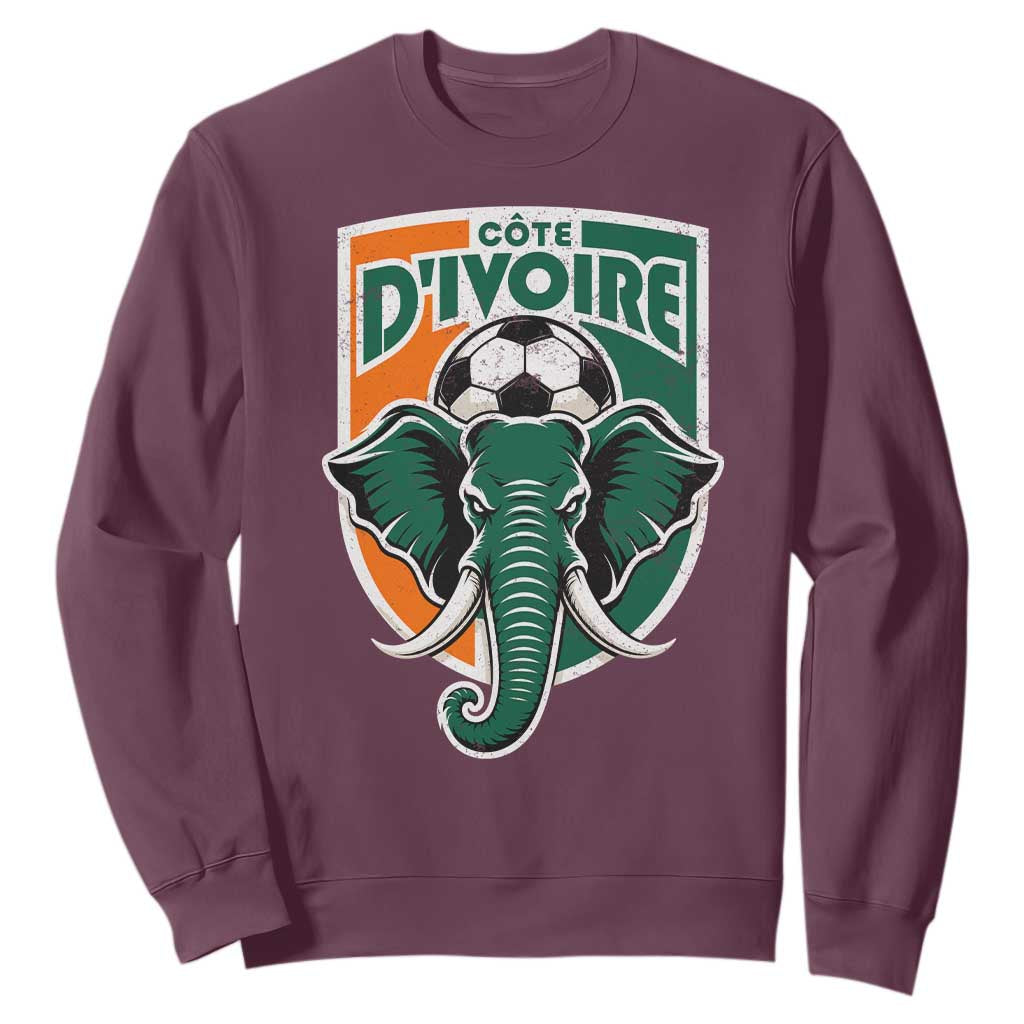 Côte D'ivoire Classic Ivory Coast Elephant Football Sweatshirt Ivorians Pride TS11 Maroon Print Your Wear