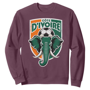 Côte D'ivoire Classic Ivory Coast Elephant Football Sweatshirt Ivorians Pride TS11 Maroon Print Your Wear