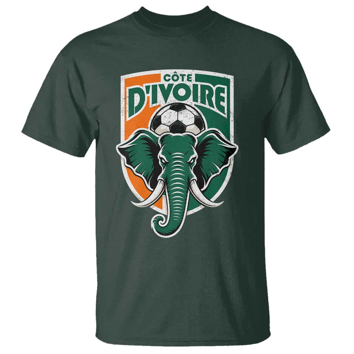 Côte D'ivoire Classic Ivory Coast Elephant Football T Shirt Ivorians Pride TS11 Dark Forest Green Print Your Wear