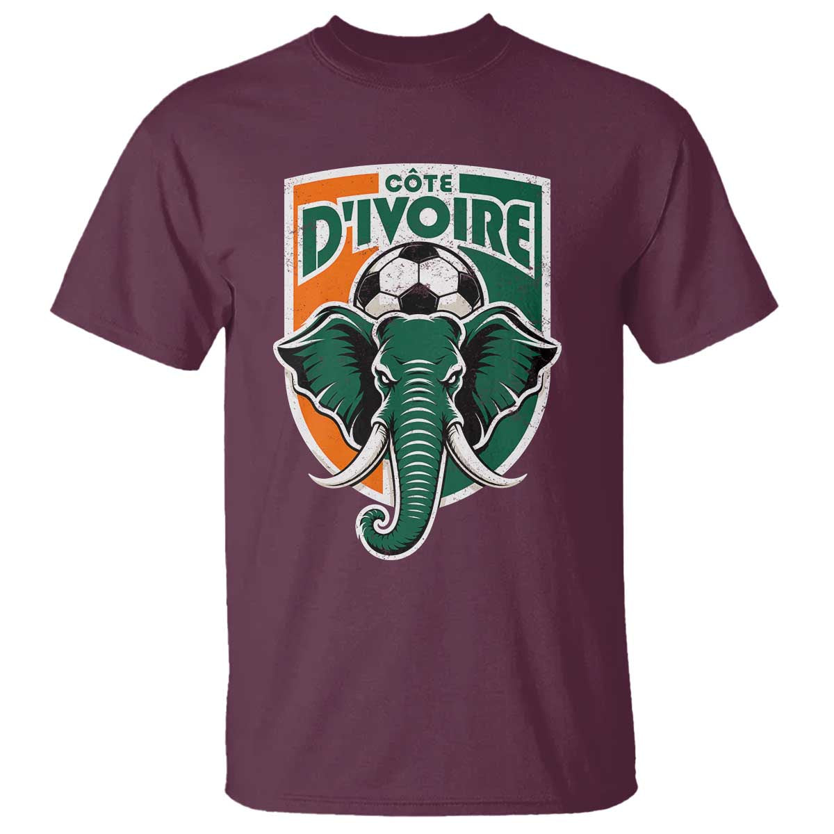 Côte D'ivoire Classic Ivory Coast Elephant Football T Shirt Ivorians Pride TS11 Maroon Print Your Wear