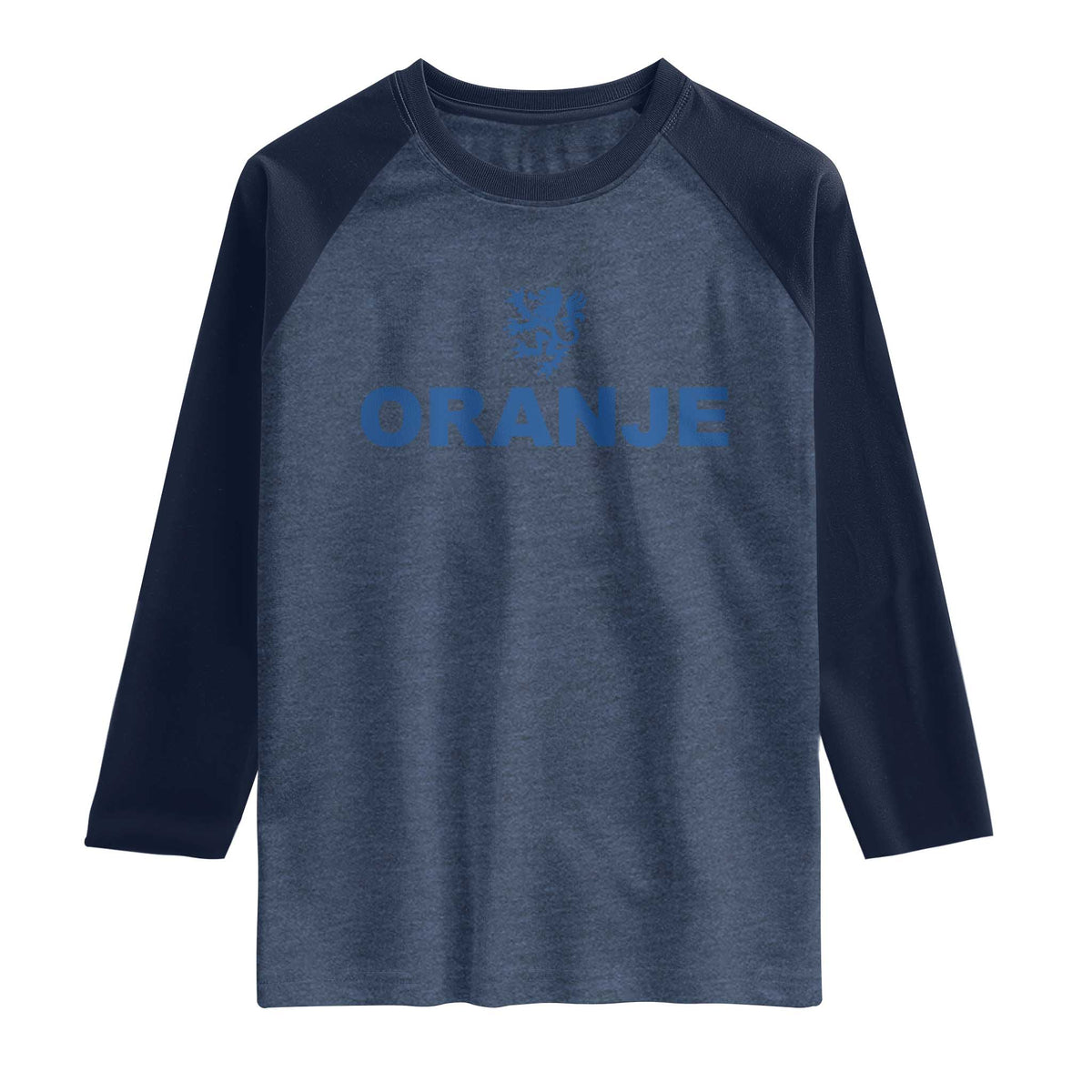 Oranje Holland Emblem Lion Nederland Dutch Heritage Raglan Shirt TS11 Heather Denim Navy Print Your Wear