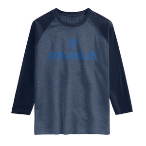 Oranje Holland Emblem Lion Nederland Dutch Heritage Raglan Shirt TS11 Heather Denim Navy Print Your Wear