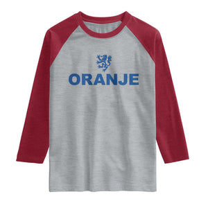 Oranje Holland Emblem Lion Nederland Dutch Heritage Raglan Shirt TS11 Heather Gray Heather Red Print Your Wear
