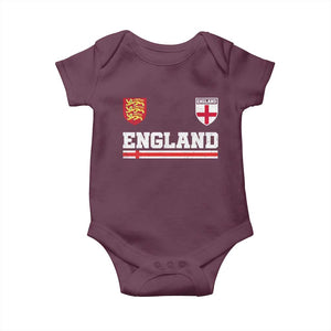 England Three Lions Symbol Red Cross Athletic Jersey Style Baby Onesie TS11 Maroon Print Your Wear
