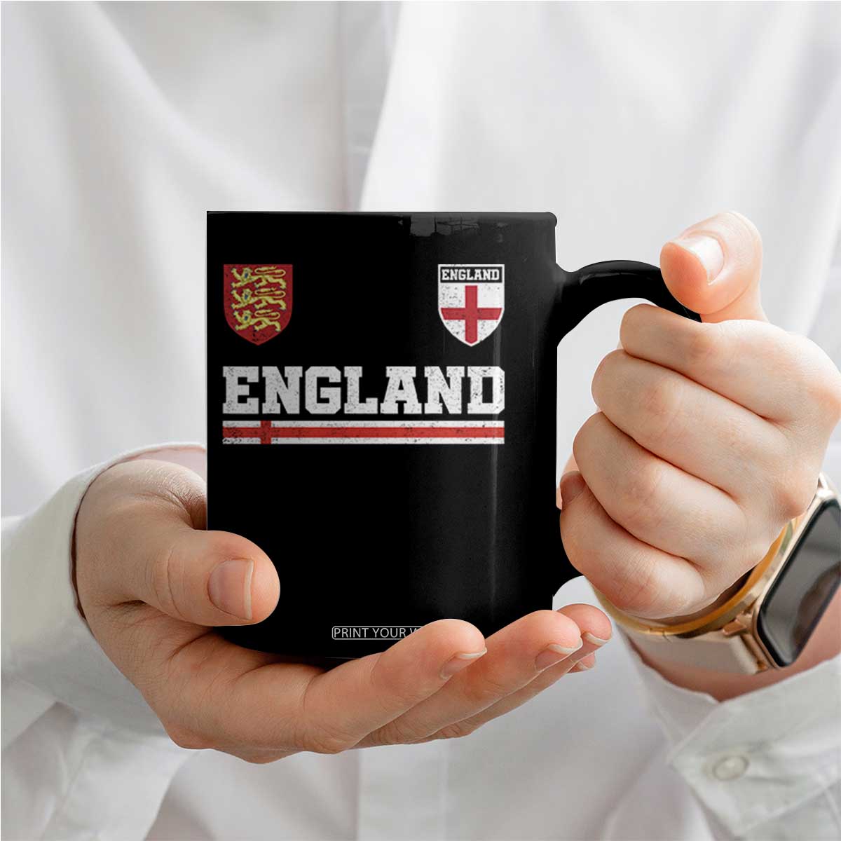 England Three Lions Symbol Red Cross Athletic Jersey Style Coffee Mug TS11 Print Your Wear