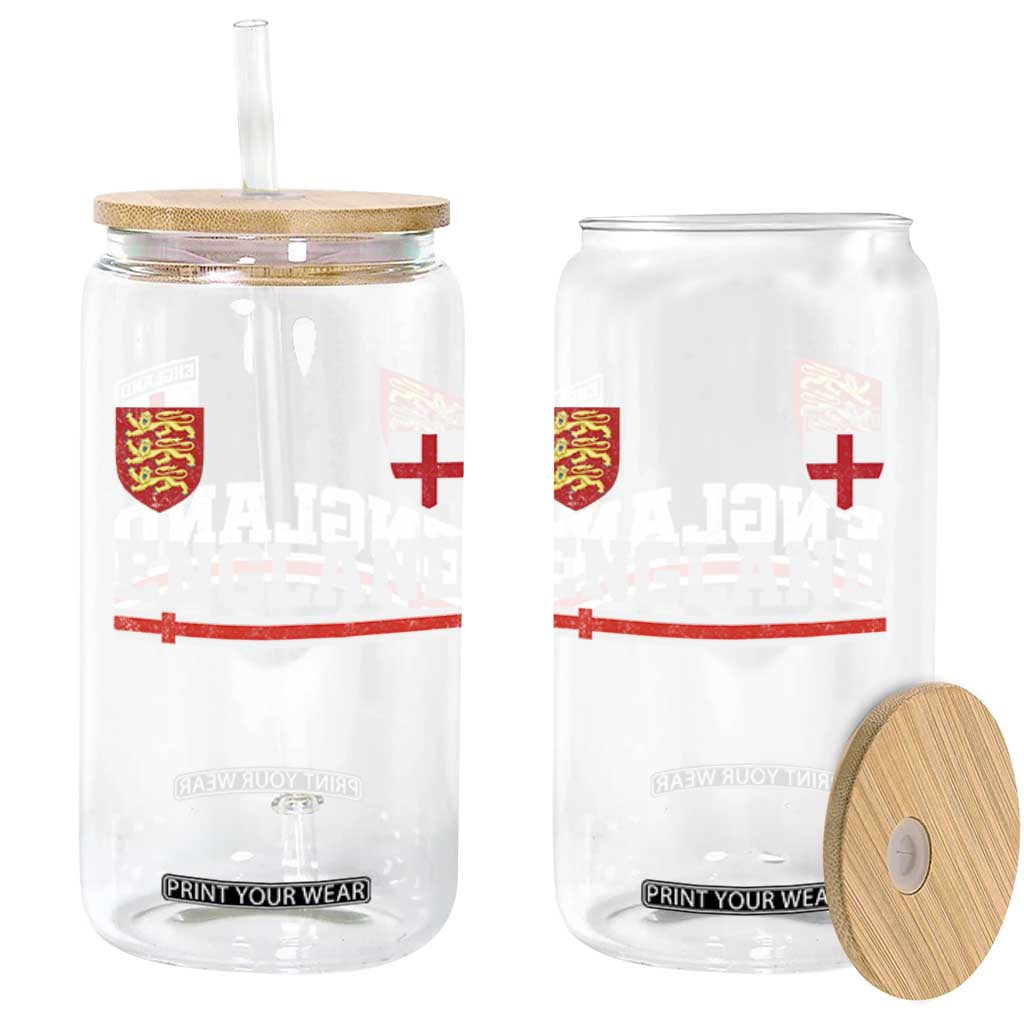 England Three Lions Symbol Red Cross Athletic Jersey Style Glass Can TS11 Print Your Wear