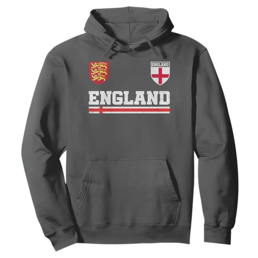 England Three Lions Symbol Red Cross Athletic Jersey Style Hoodie TS11 Dark Heather Print Your Wear