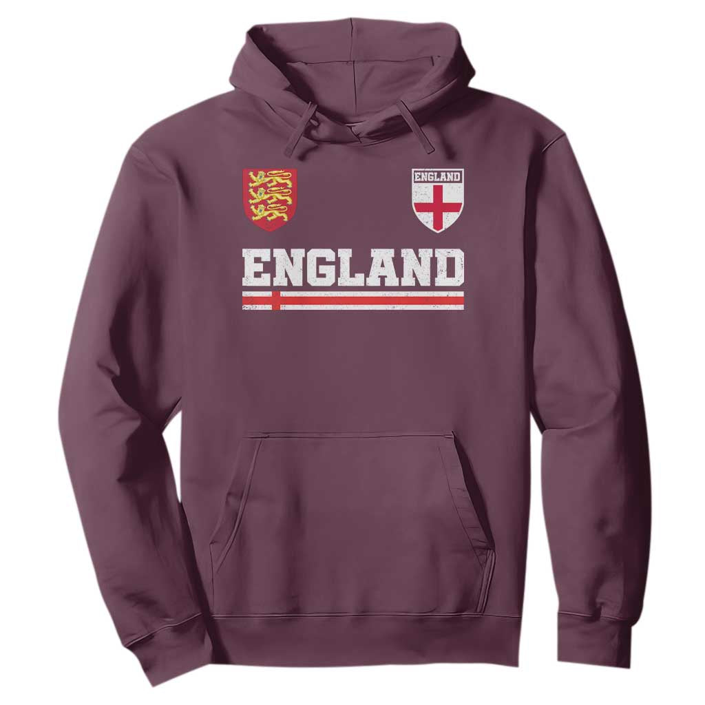 England Three Lions Symbol Red Cross Athletic Jersey Style Hoodie TS11 Maroon Print Your Wear
