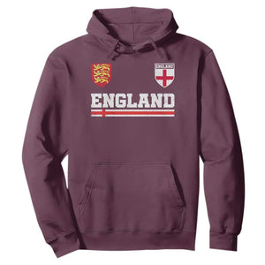 England Three Lions Symbol Red Cross Athletic Jersey Style Hoodie TS11 Maroon Print Your Wear