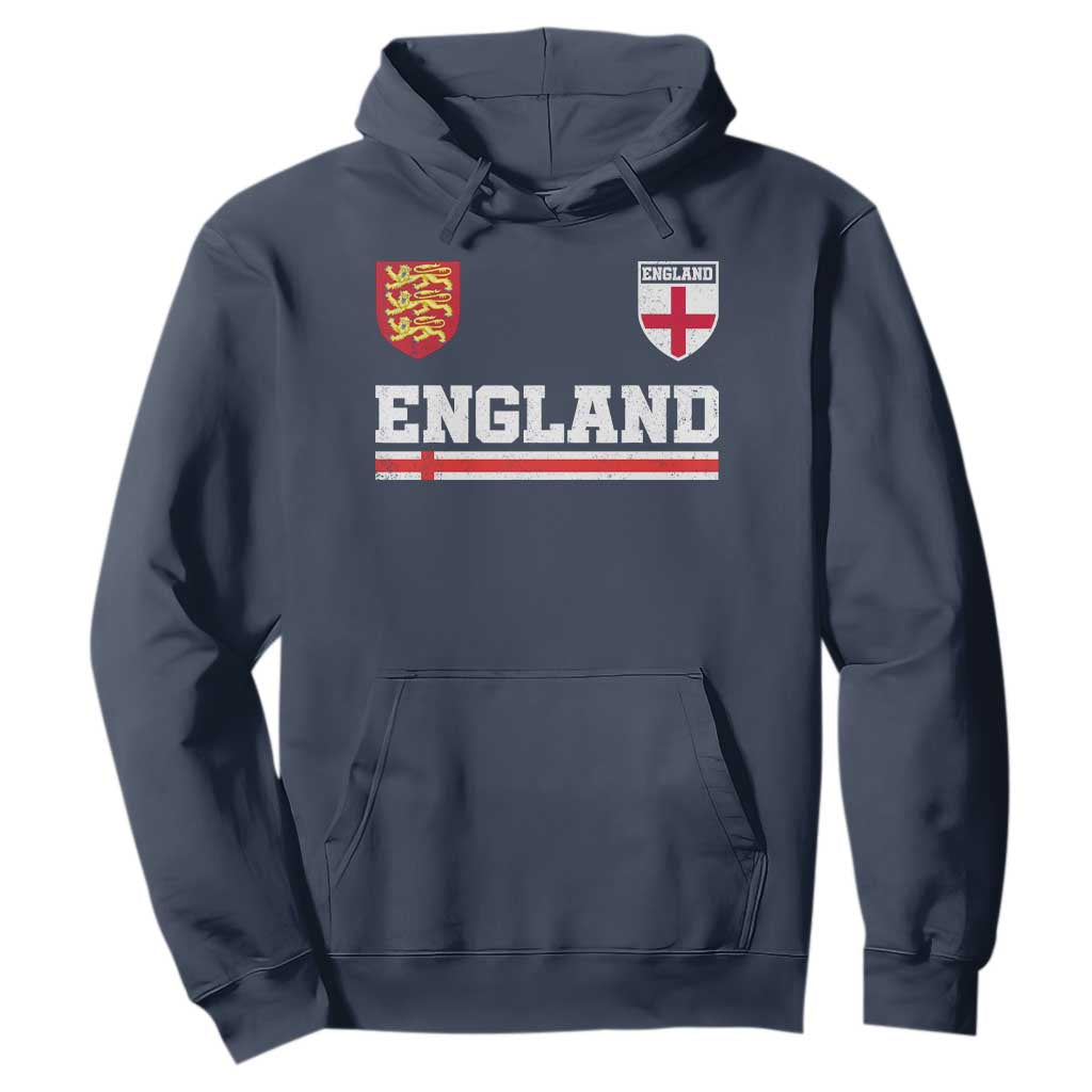 England Three Lions Symbol Red Cross Athletic Jersey Style Hoodie TS11 Navy Print Your Wear