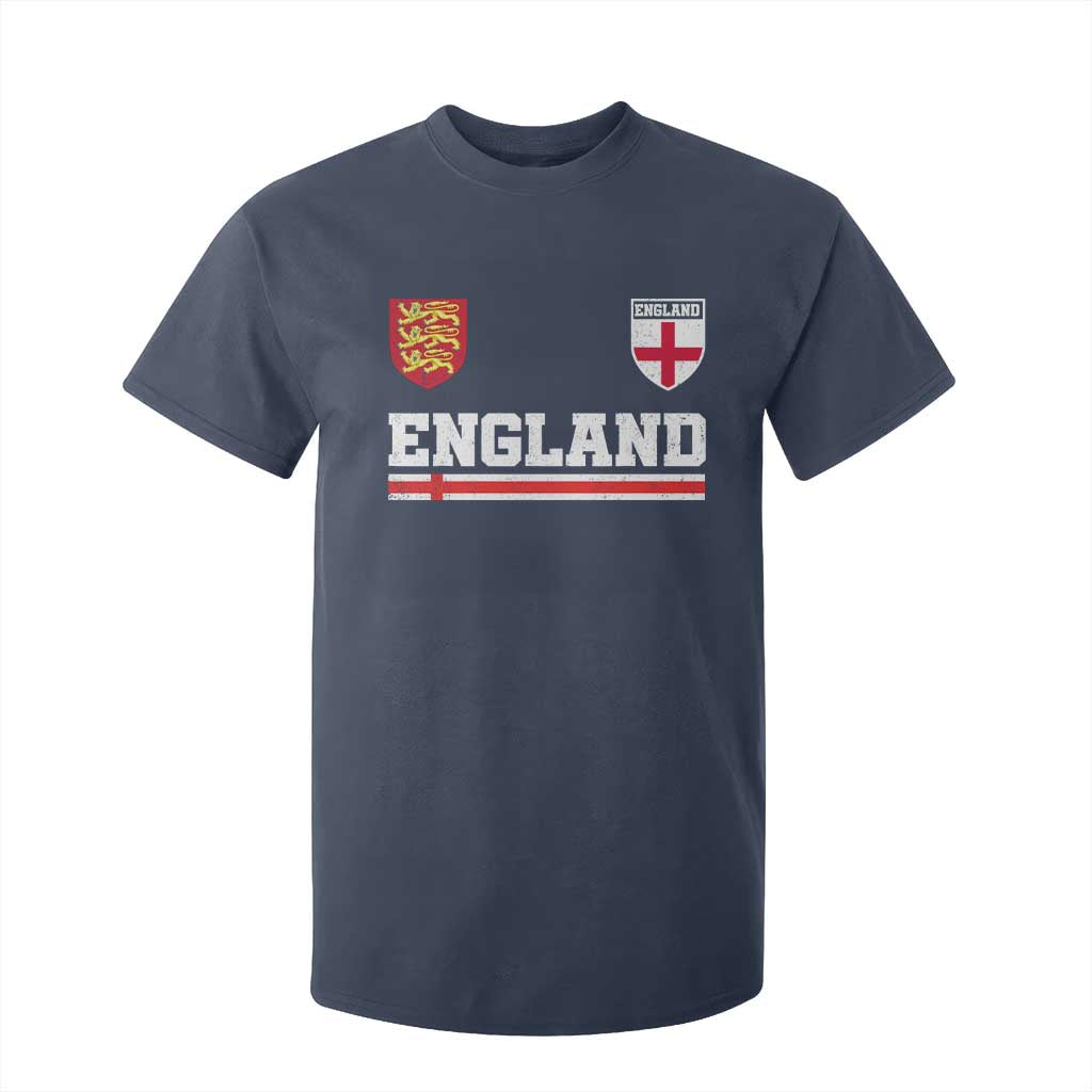 England Three Lions Symbol Red Cross Athletic Jersey Style T Shirt For Kid TS11 Navy Print Your Wear