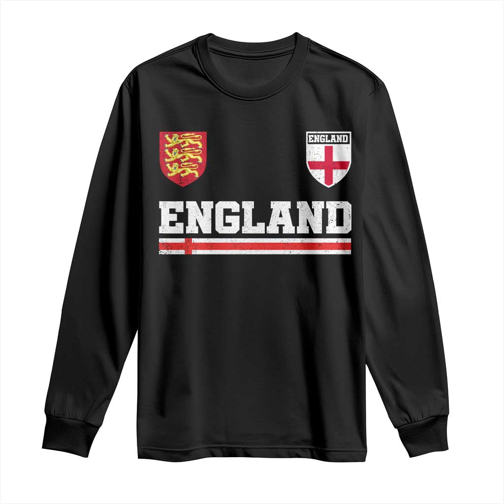 England Three Lions Symbol Red Cross Athletic Jersey Style Long Sleeve Shirt TS11 Black Print Your Wear