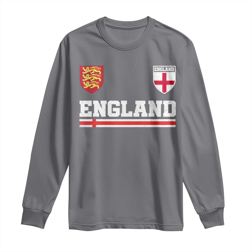 England Three Lions Symbol Red Cross Athletic Jersey Style Long Sleeve Shirt TS11 Charcoal Print Your Wear
