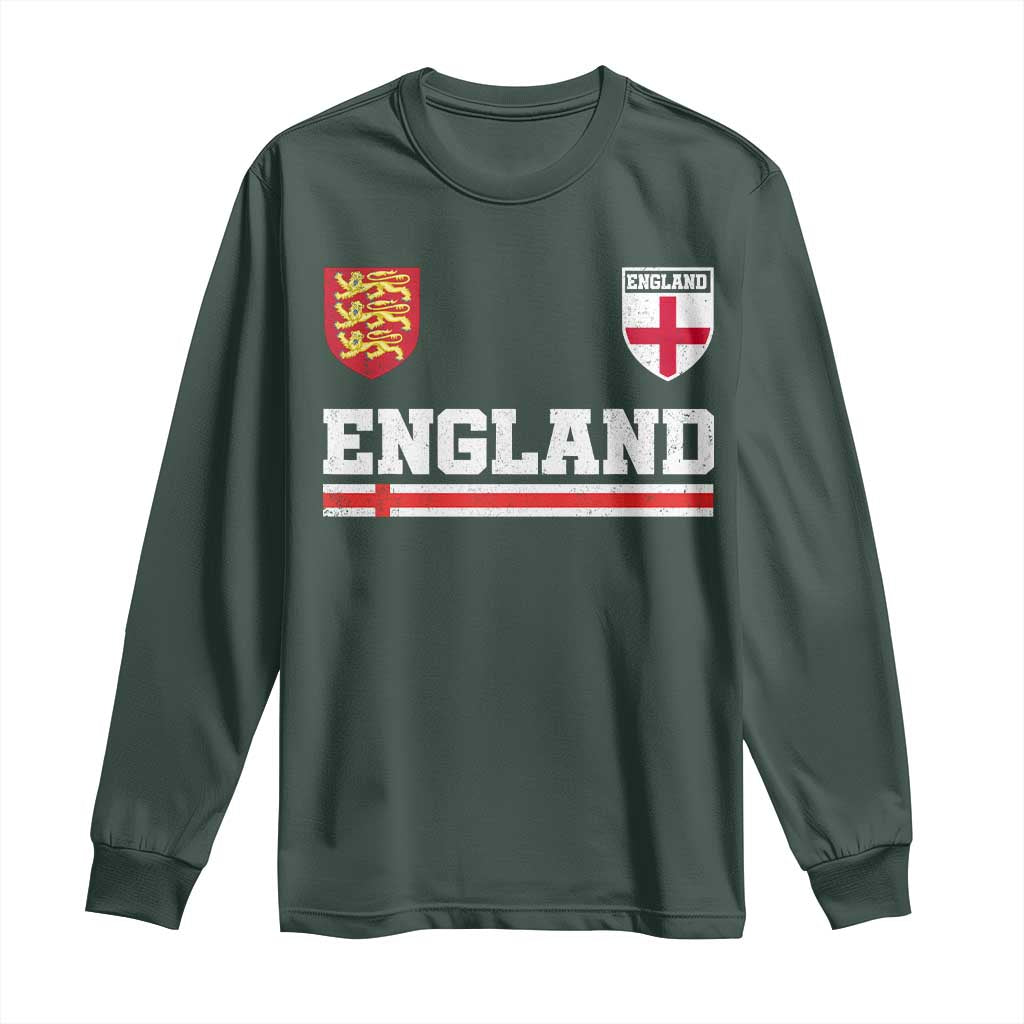 England Three Lions Symbol Red Cross Athletic Jersey Style Long Sleeve Shirt TS11 Dark Forest Green Print Your Wear