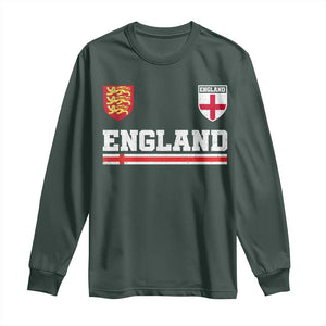 England Three Lions Symbol Red Cross Athletic Jersey Style Long Sleeve Shirt TS11 Dark Forest Green Print Your Wear