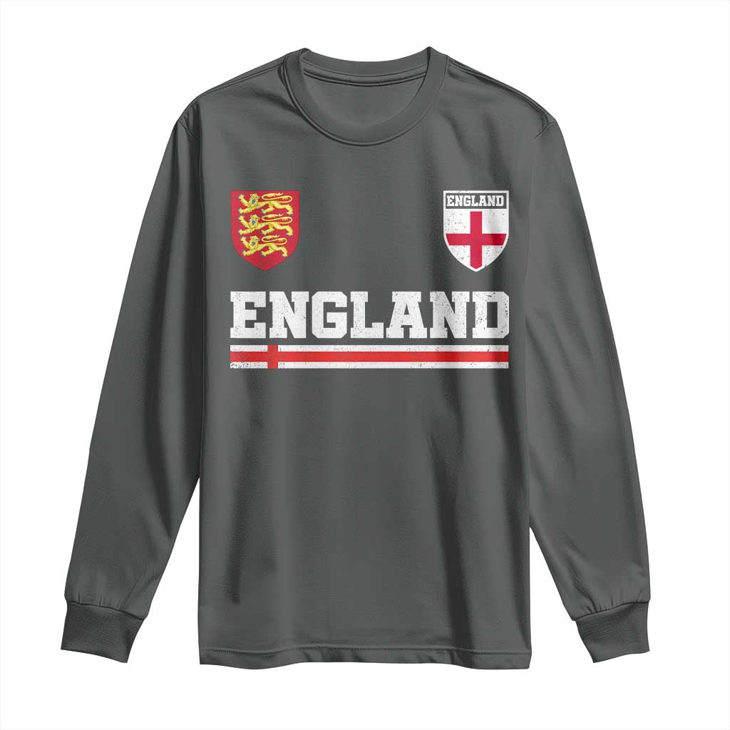 England Three Lions Symbol Red Cross Athletic Jersey Style Long Sleeve Shirt TS11 Dark Heather Print Your Wear