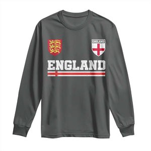England Three Lions Symbol Red Cross Athletic Jersey Style Long Sleeve Shirt TS11 Dark Heather Print Your Wear