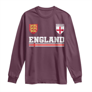 England Three Lions Symbol Red Cross Athletic Jersey Style Long Sleeve Shirt TS11 Maroon Print Your Wear