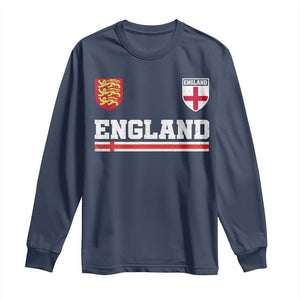 England Three Lions Symbol Red Cross Athletic Jersey Style Long Sleeve Shirt TS11 Navy Print Your Wear