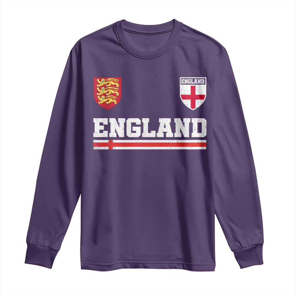 England Three Lions Symbol Red Cross Athletic Jersey Style Long Sleeve Shirt TS11 Purple Print Your Wear