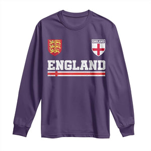 England Three Lions Symbol Red Cross Athletic Jersey Style Long Sleeve Shirt TS11 Purple Print Your Wear