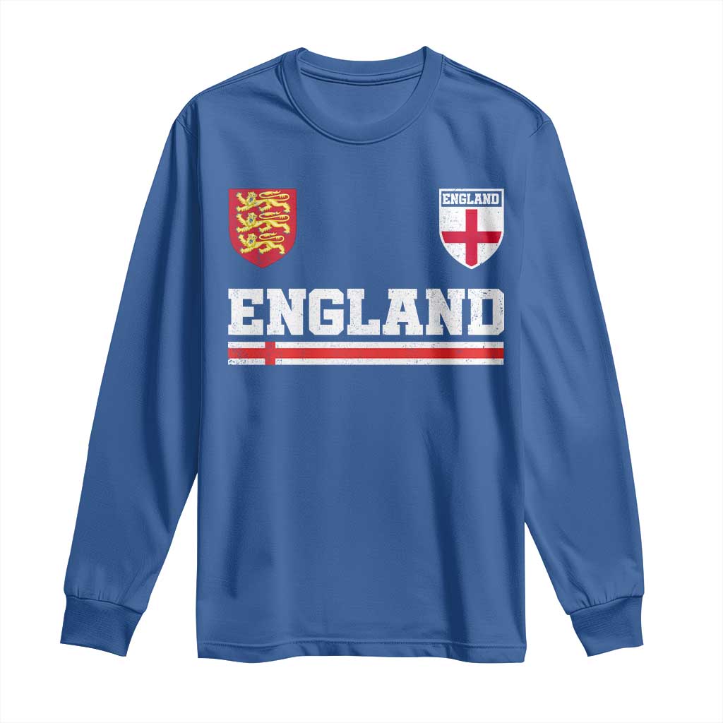England Three Lions Symbol Red Cross Athletic Jersey Style Long Sleeve Shirt TS11 Royal Blue Print Your Wear