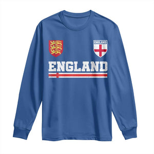 England Three Lions Symbol Red Cross Athletic Jersey Style Long Sleeve Shirt TS11 Royal Blue Print Your Wear