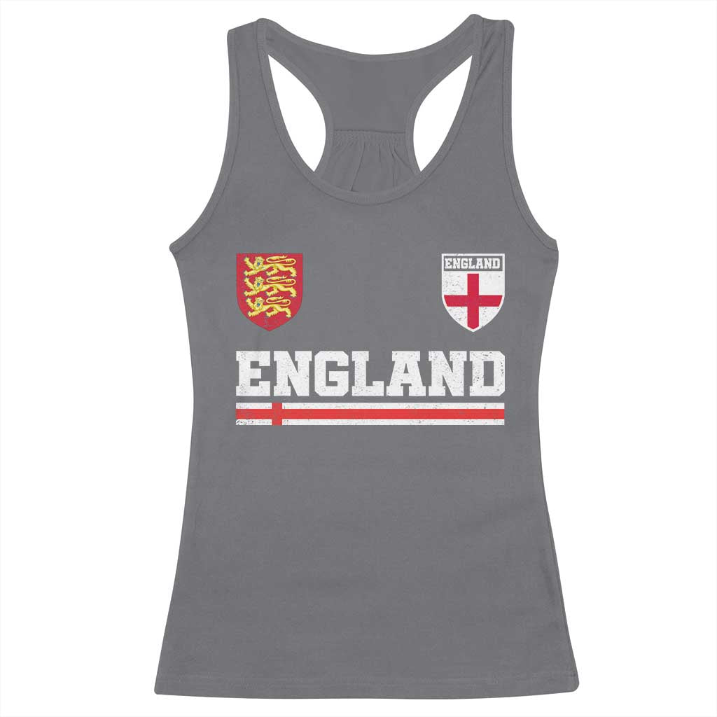 England Three Lions Symbol Red Cross Athletic Jersey Style Racerback Tank Top TS11 Charcoal Print Your Wear