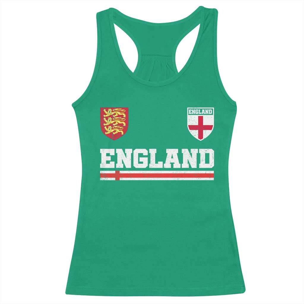 England Three Lions Symbol Red Cross Athletic Jersey Style Racerback Tank Top TS11 Irish Green Print Your Wear