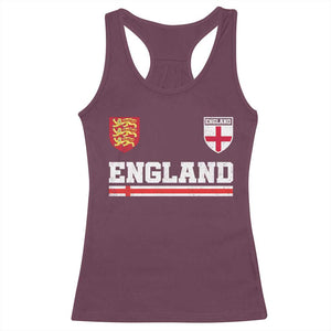 England Three Lions Symbol Red Cross Athletic Jersey Style Racerback Tank Top TS11 Maroon Print Your Wear