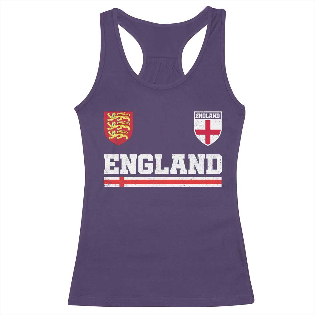England Three Lions Symbol Red Cross Athletic Jersey Style Racerback Tank Top TS11 Purple Print Your Wear