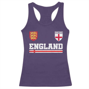 England Three Lions Symbol Red Cross Athletic Jersey Style Racerback Tank Top TS11 Purple Print Your Wear
