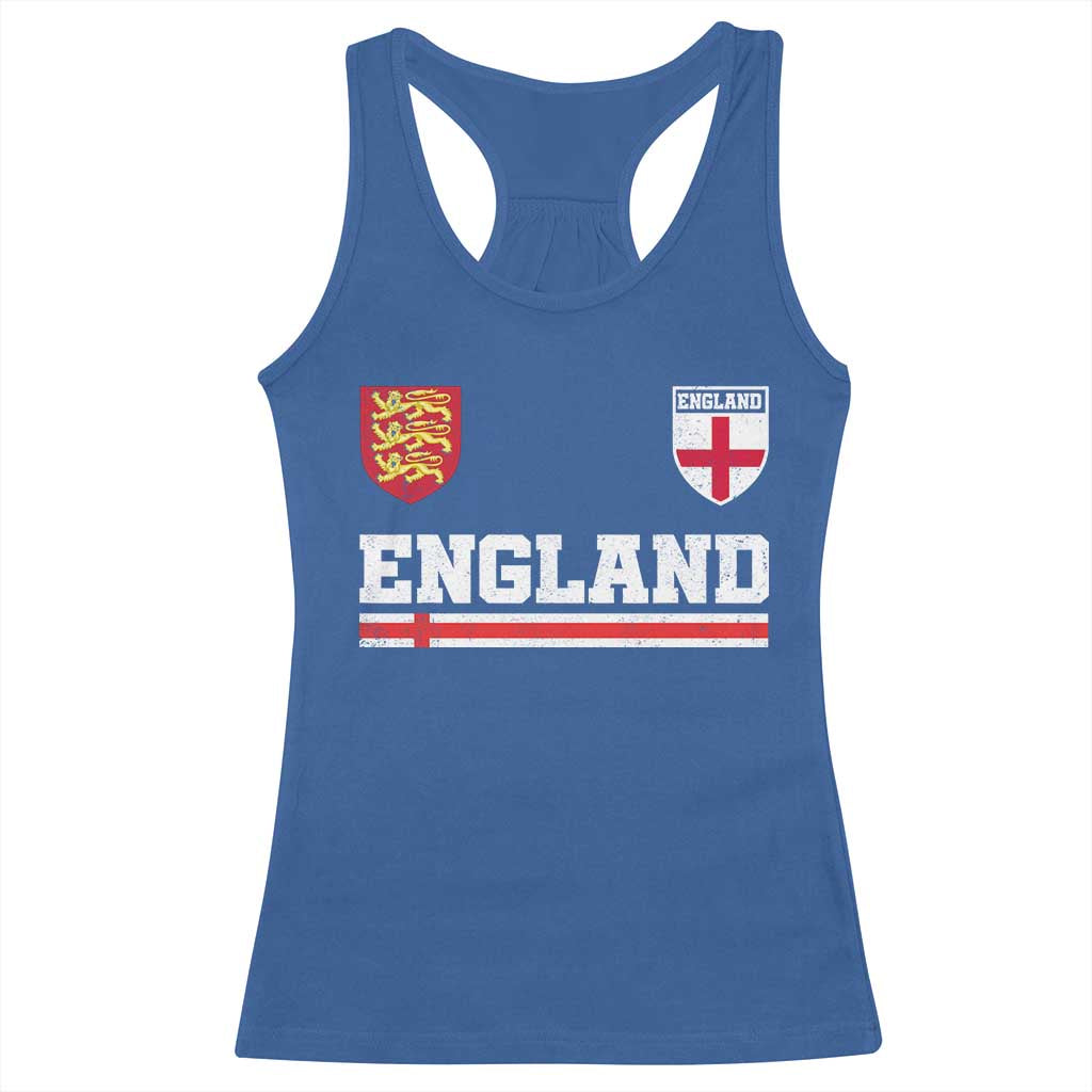 England Three Lions Symbol Red Cross Athletic Jersey Style Racerback Tank Top TS11 Royal Blue Print Your Wear