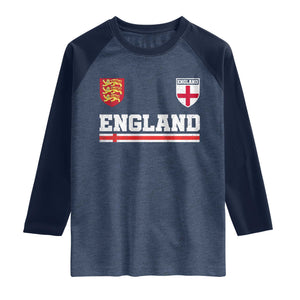 England Three Lions Symbol Red Cross Athletic Jersey Style Raglan Shirt TS11 Heather Denim Navy Print Your Wear