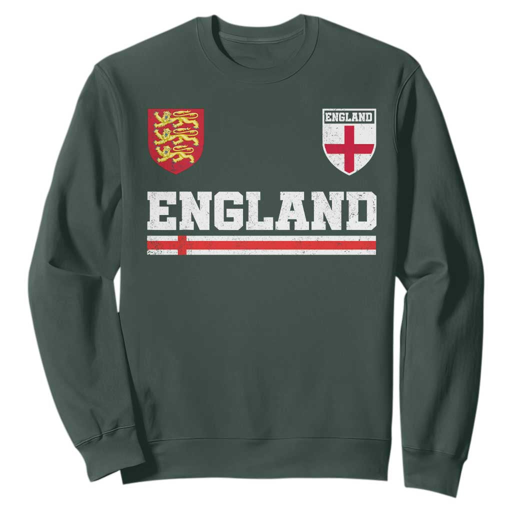 England Three Lions Symbol Red Cross Athletic Jersey Style Sweatshirt TS11 Dark Forest Green Print Your Wear