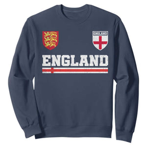 England Three Lions Symbol Red Cross Athletic Jersey Style Sweatshirt TS11 Navy Print Your Wear