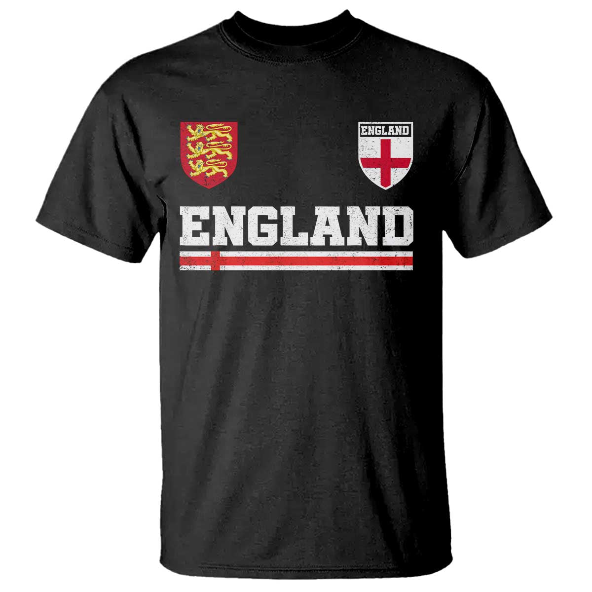 England Three Lions Symbol Red Cross Athletic Jersey Style T Shirt TS11 Black Print Your Wear