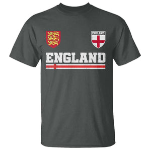 England Three Lions Symbol Red Cross Athletic Jersey Style T Shirt TS11 Dark Heather Print Your Wear